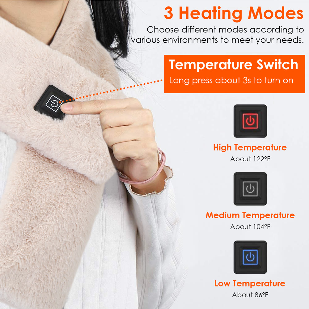 USB Heated Neck Wrap Scarf, 3 Heat Levels — photo 2