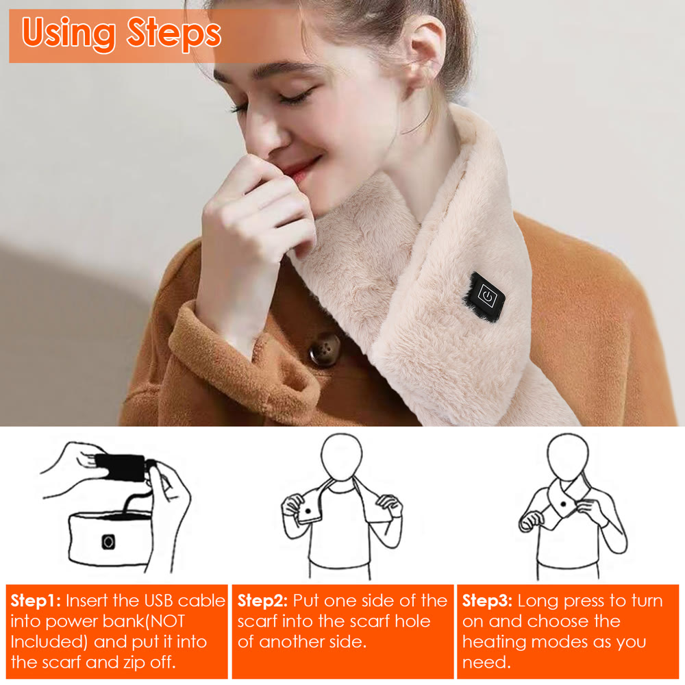 USB Heated Neck Wrap Scarf, 3 Heat Levels — photo 6